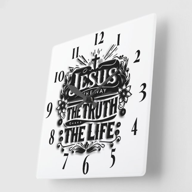 Inspirational Christian Bible Verse Fyrkantig Klocka (Vinkel)