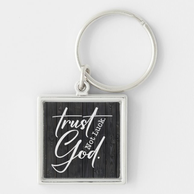 Inspirational Christian Bible Verse Fyrkantig Silverfärgad Nyckelring (Framsidan)