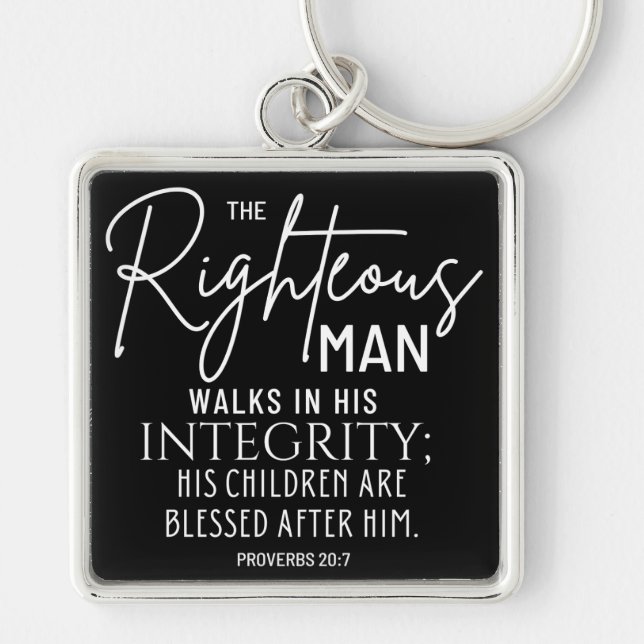 Inspirational Christian Bible Verse Fyrkantig Silverfärgad Nyckelring (Framsidan)
