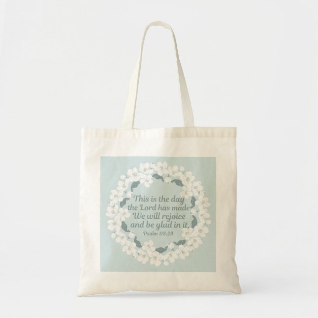Inspirational Christian Psalm 118:24 Cute Blommigt Tygkasse (Framsidan)