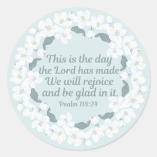 Inspirational Christian Psalm 118:24 Rejoice Runt Klistermärke