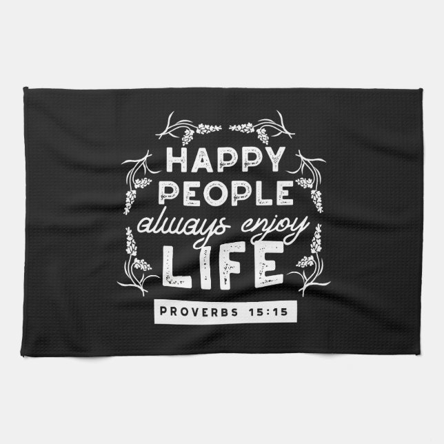 Inspirational Christian Quote from Proverbs 15:15 Kökshandduk (Horisontell)