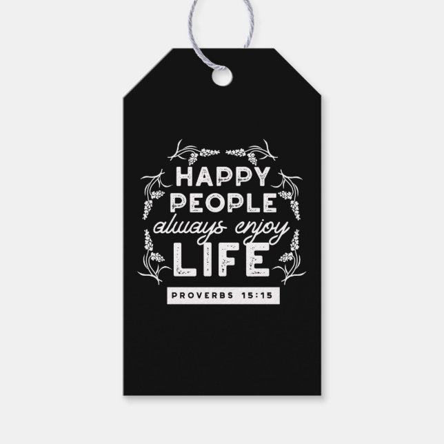 Inspirational Christian Quote from Proverbs 15:15 Presentetikett (Framsidan)