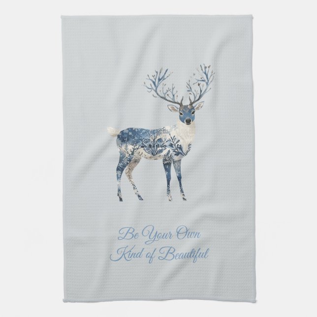 Inspirational Christmas Blue White Chic Deer Fox Kökshandduk (Vertikal)