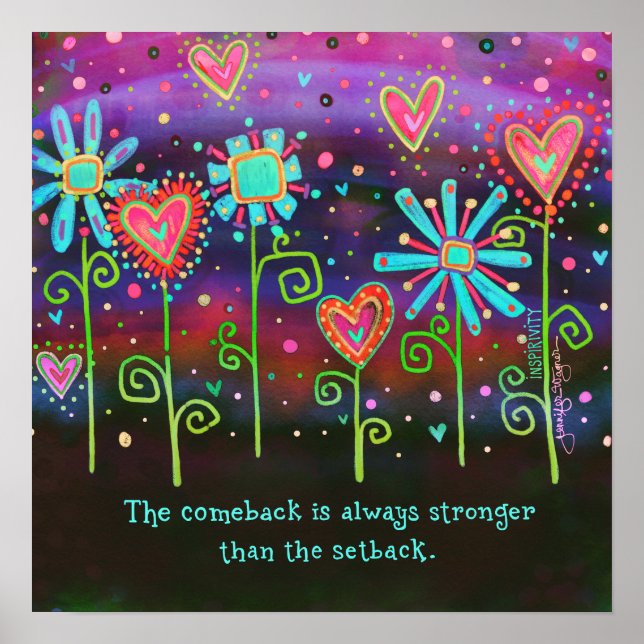 Inspirational Comeback Stronger Quote Inspirief Poster (Framsidan)
