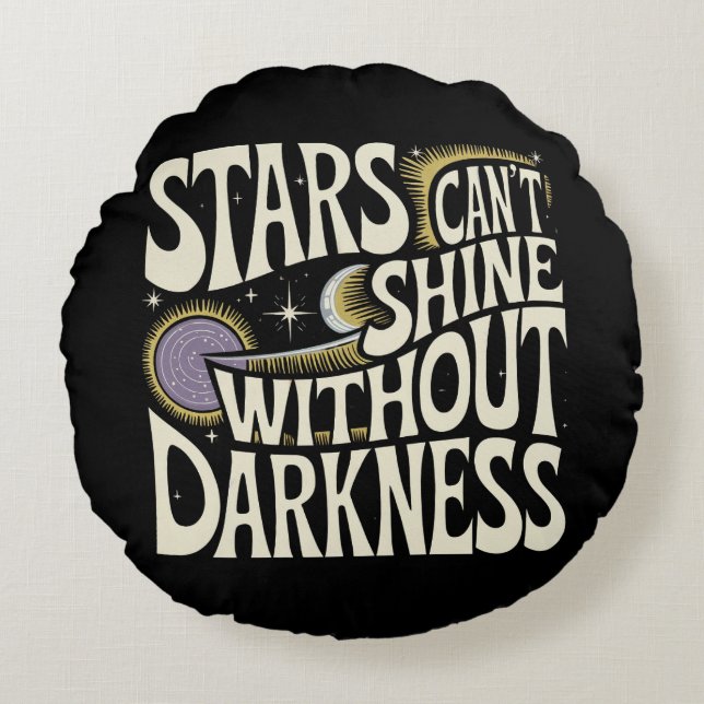 Inspirational Cosmic Quote Rund Kudde (Framsidan)