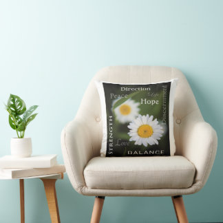 Inspirational Daisy Message Throw Pillow Kudde