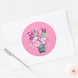 Inspirational Faith Hope Kärlek Rosa Flower Bucket Runt Klistermärke