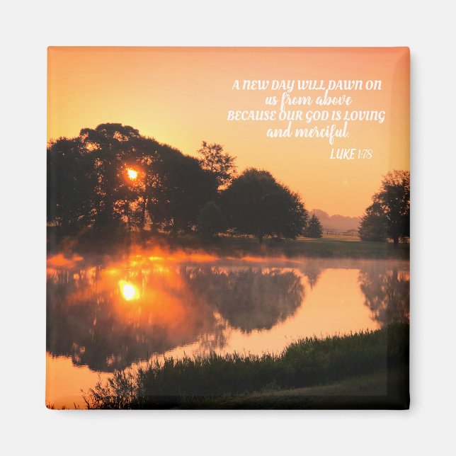 Inspirational Faith Sunrise Bible Verse Magnet (Framsidan)