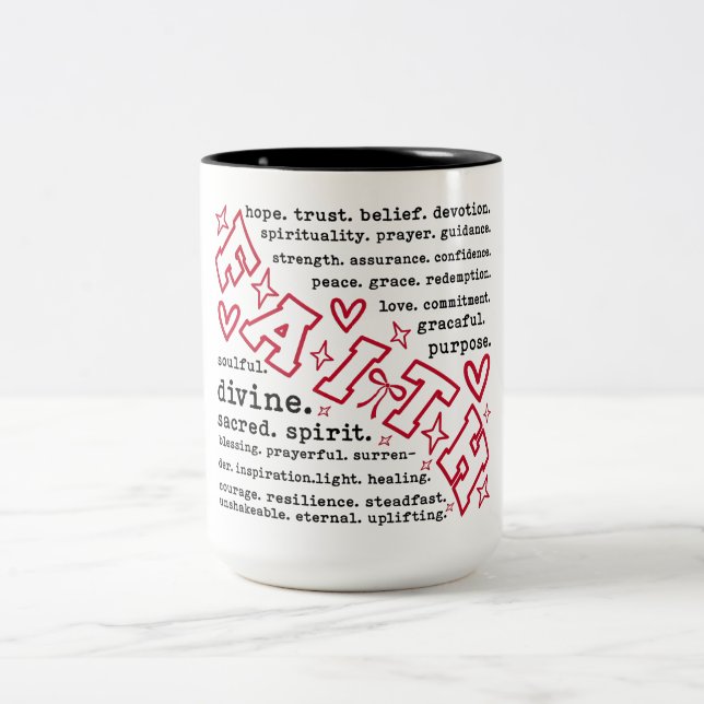 Inspirational Faith Words Två-Tonad Mugg (Center)