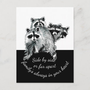 Inspirational Family Quote Cute Watercolor Raccoon Vykort
