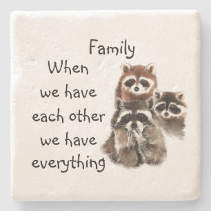 Inspirational Family Quote Roligt Raccoon Animals Stenunderlägg