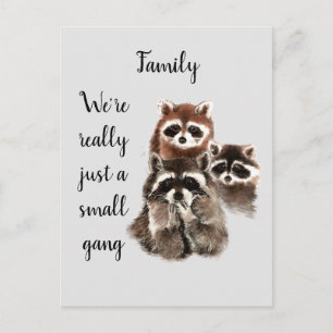 Inspirational Family Quote Roligt Raccoon Animals Vykort