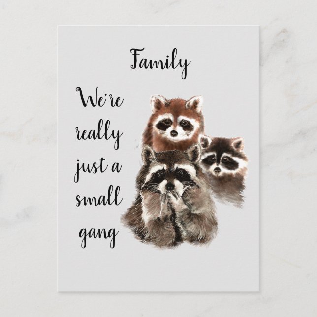 Inspirational Family Quote Roligt Raccoon Animals Vykort (Framsida)