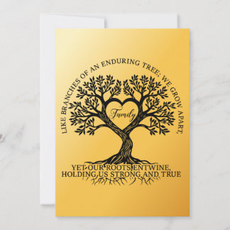 Inspirational family quotes on a tree with roots inbjudningar