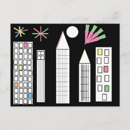 Inspirational Fireworks Light City Skyline Vykort
