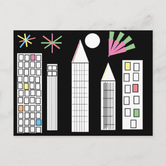 Inspirational Fireworks Light City Skyline Vykort