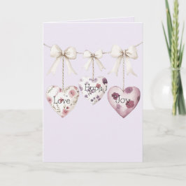 Inspirational Floral Love Hope Joy Hearts Bow Kort