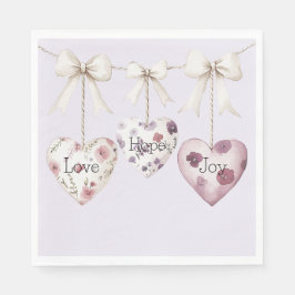 Inspirational Floral Love Hope Joy Hearts Bow Pappersservett