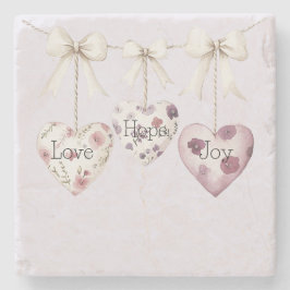 Inspirational Floral Love Hope Joy Hearts Bow Stenunderlägg