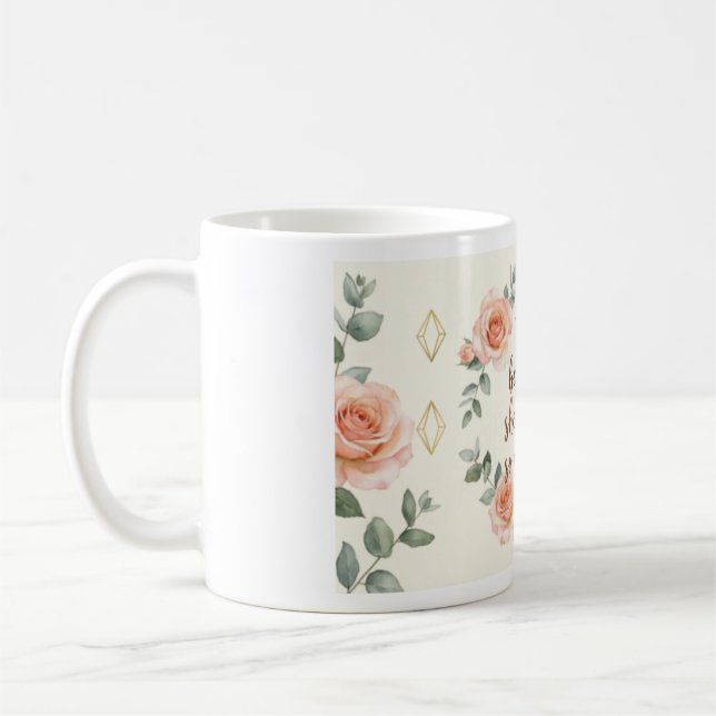 Inspirational Floral Mug | She Believed She Could  Kaffemugg (Vänster)