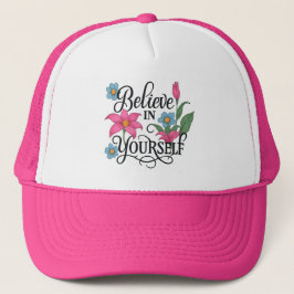 Inspirational Floral Trucker Hat Keps