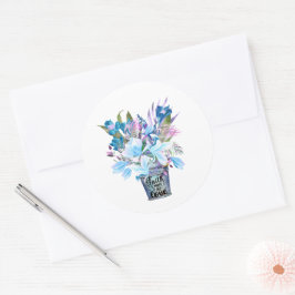 Inspirational Flower Bucket Blue Faith Hope Kärlek Runt Klistermärke