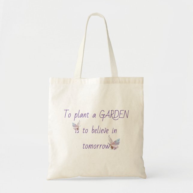 Inspirational Garden Quote med Butterfly Tygkasse (Framsidan)