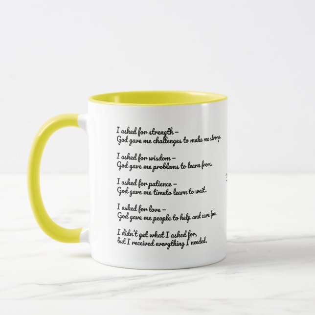 Inspirational God Quote Mug – Strength, Wisdom Mugg (Vänster)