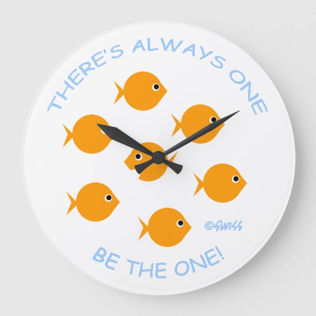 Inspirational Goldfish Teacher Motto Classroom Stor Klocka (Framsida)