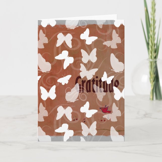 Inspirational Gratitude Butterflies Kort (Framsida)