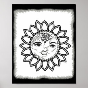Inspirational Hand plockade Art Sol Måne Poster