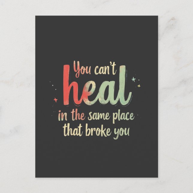 Inspirational Healing Change Quote Graphic Vykort (Framsida)