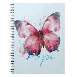 Inspirational Hope Rosa Butterfly Anteckningsbok