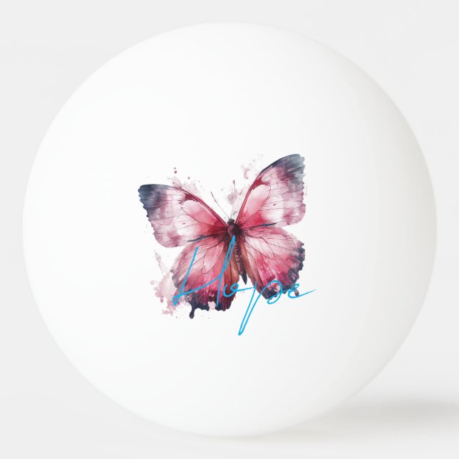 Inspirational Hope Rosa Butterfly Pingisboll (Framsidan)