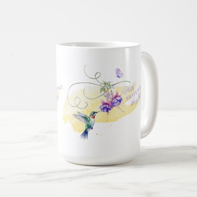 Inspirational Hummingbird och Butterfly Kaffemugg (Framsida höger)