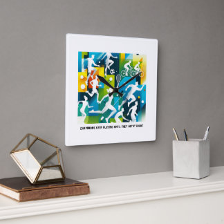 Inspirational Idrottsman Clock - Motivational Gift Fyrkantig Klocka
