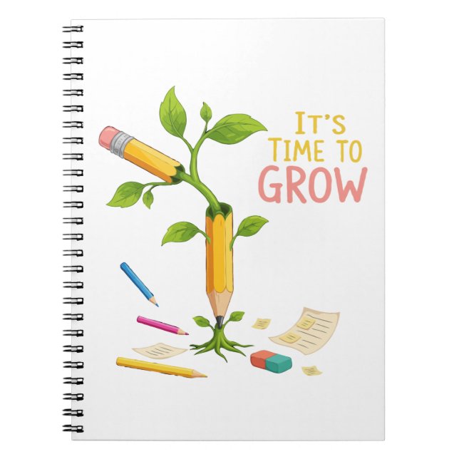 Inspirational "It's Time to Grow" Pencil Plant  Anteckningsbok (Framsidan)