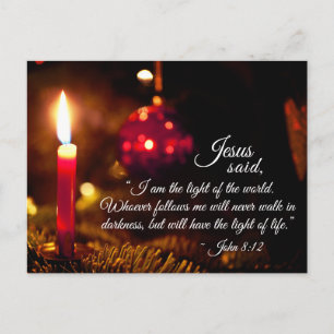 Inspirational jul Bible Verse, John 8:12 Vykort