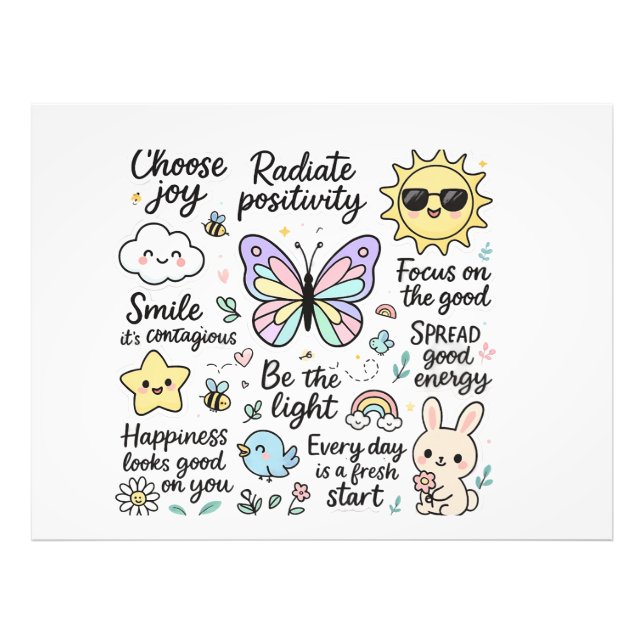 Inspirational Kawaii-Boho Butterfly Sticker Lakan Fototryck (Framsidan)