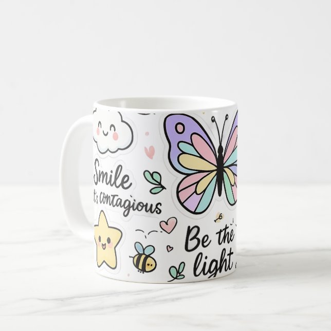 Inspirational Kawaii-Boho Butterfly Sticker Lakan Kaffemugg (Framsida vänster)