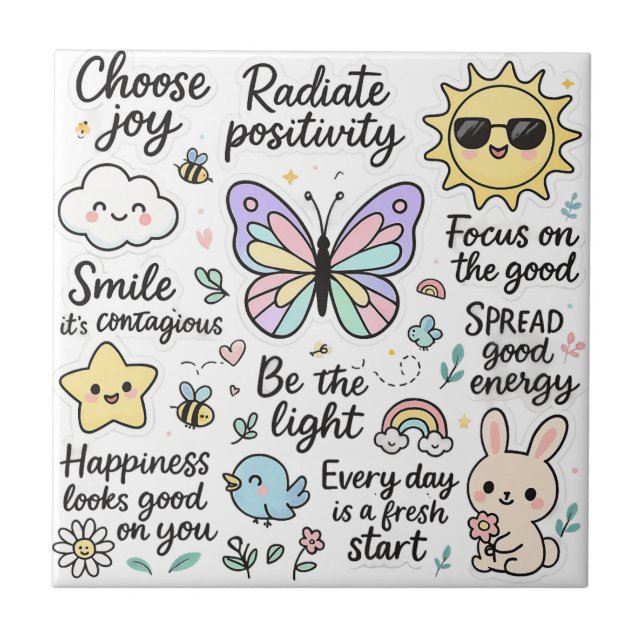 Inspirational Kawaii-Boho Butterfly Sticker Lakan Kakelplatta (Framsidan)