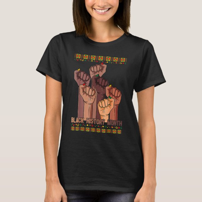 Inspirational Leaders Power Fist Hand Black Histor T Shirt (Framsida)