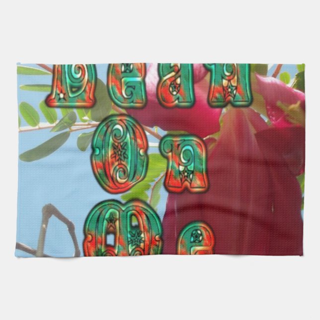 Inspirational Lean on Me Blommigt Skyward Art-utsk Kökshandduk (Horisontell)