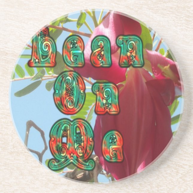 Inspirational Lean on Me Blommigt Skyward Art-utsk Underlägg Sandsten (Framsidan)