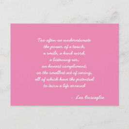 Inspirational Leo Buscaglia Quote Rosa and White Vykort