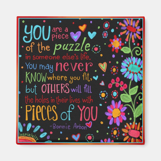 Inspirational Life Quote Colorful Söt Magnet (Framsidan)