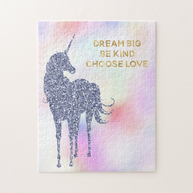 Inspirational Lila Glitter Unicorn        Pussel (Vertikal)