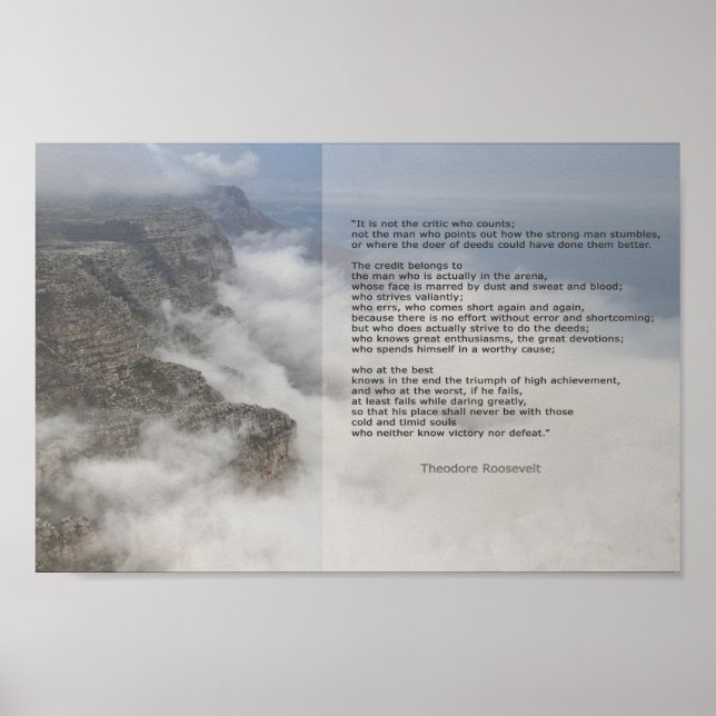 "Inspirational Man in the Arena Roosevelt Quote" Poster (Framsidan)