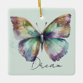 Inspirational Mint Aqua Blue Dream Butterfly Julgransprydnad Keramik